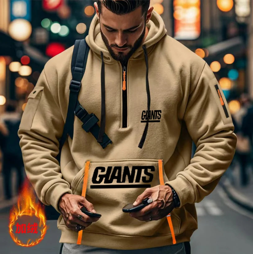 2025 Autumn winter men's outdoor sports fashion clothing long sleeve hoodie solid color top Creative pattern hooded top Zen fit plus
