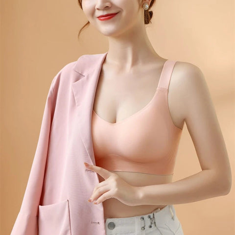 Beautiful Back Large Size Soft Support Push-up Bra For Women, Seamless One-piece, Wire-free, Adjustable Sports Thin Bra Zen Fit Plus