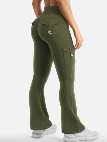 Essential Women's Fitness Pants: High-Waisted Flared Workout Pants with Pockets, Shaping and Tummy-Control Fitness Pants. - Zen Fit Plus