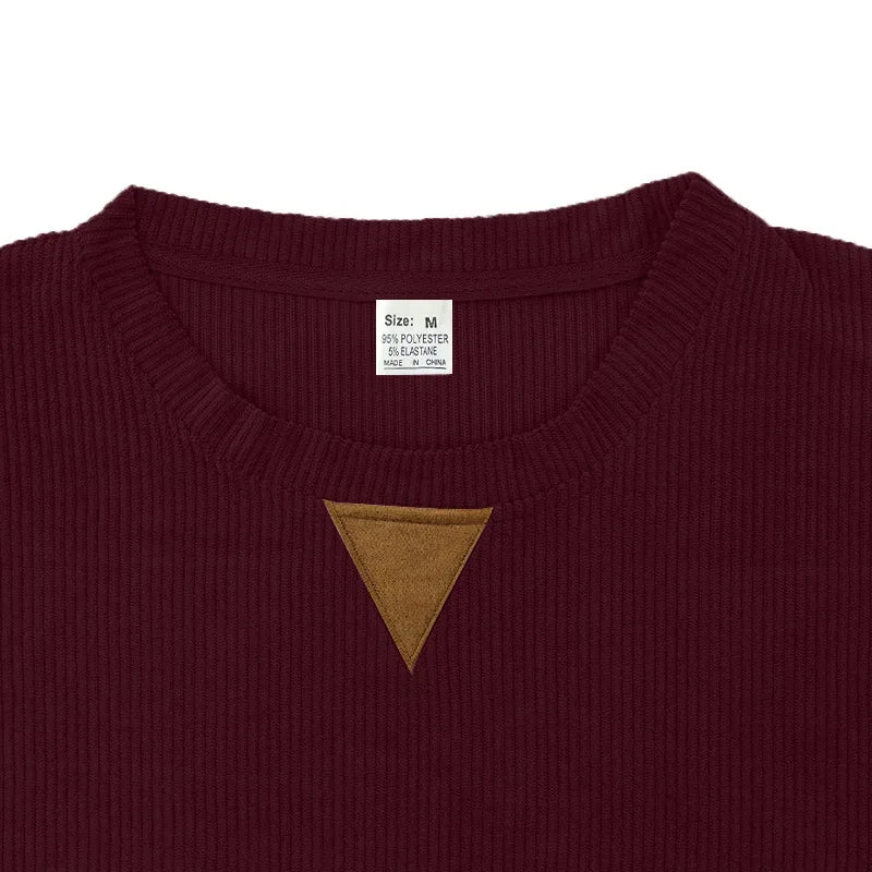 2024 hot-selling spring and autumn European size men's round neck casual stand-up collar corduroy long-sleeved sweater men - Zen Fit Plus