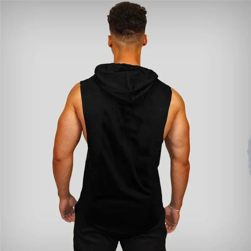 Bodybuilding Stringer Hoodies Gym Sleeveless Hooded Fitness Tank Tops Mens Running Sport Clothing Cotton Breathable Cool Shirt - Zen Fit Plus