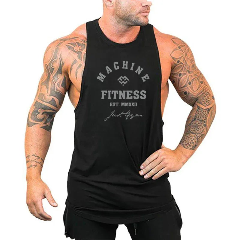 MACHINE FITNESS JUST GYM Bodybuilding Tank Top Mens Workout Vest Cotton Sleeveless shirt Jogger clothing Muscle Stringer Singlet - Zen Fit Plus