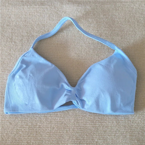 Fashion Strappy Bra Gym Top Girl Women High Support Thin Strap Halter Sports Seamless Bras Scrunch Workout Yoga Tank Bra Zen Fit Plus
