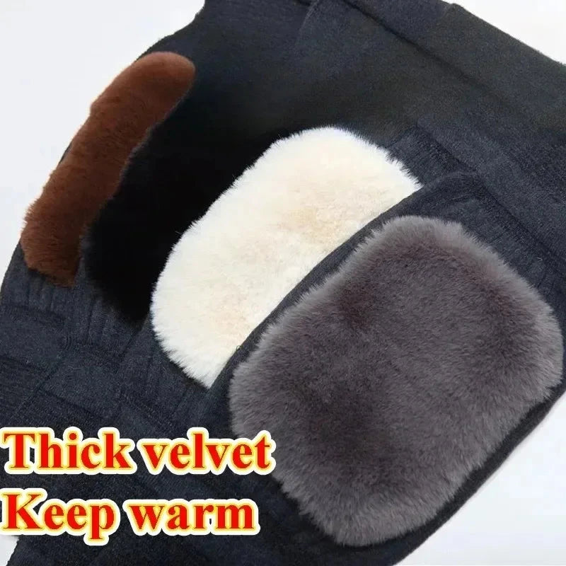 New Rabbit Fur Knee Pads Winter Universal Old People Cold Leg Arthritis Kneepad Thermal Keep Warm Thick Velvet Knee Protector Zen Fit Plus