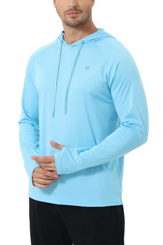 Summer Men's Long Sleeve UPF 50+ Hoodie Shirts, Rash Guard Quick Dry Lightweight T-shirt for Outdoor Jogger Sport Pullover - Zen Fit Plus