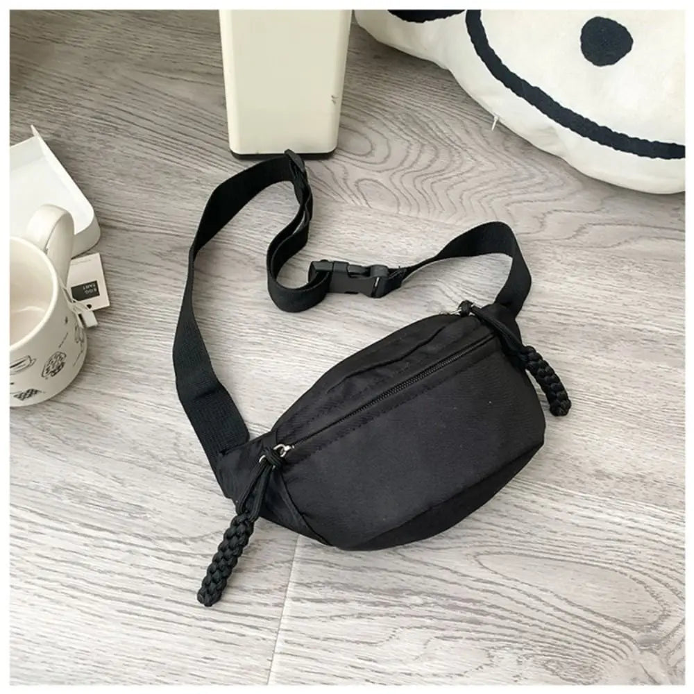 Canvas Children Bag Fashion Water Proof Large Capacity Crossbody Bag Zipper Solid Color Shoulder Bag Fanny Pack Hip Purse Zen fit plus