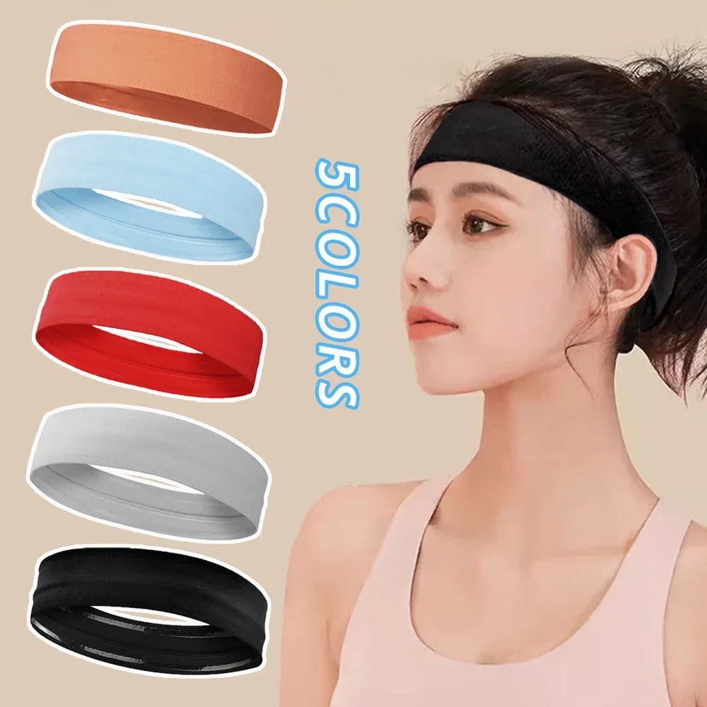 Men Sport Elastic Headbands Thick Non-Slip Sweatband Sports Gym Headband Women Men Breathable Basketball Fitness Yoga Hair Band - Zen Fit Plus