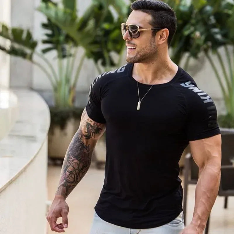 2024 Men Running Sports T-shirt Training Quick Dry Tight Short Sleeves Shirt Bodybuilding compress Fitness Tee Tops men Clothing - Zen Fit Plus