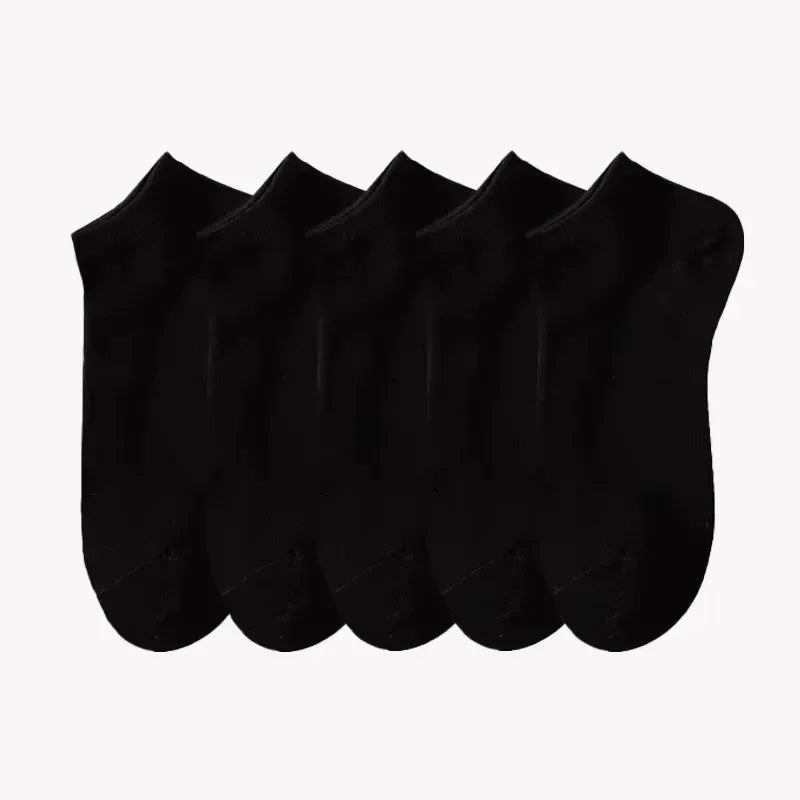 5/10 Pairs Men's Boat Socks Business Sport Sweat Absorption Mature Summer Autumn Solid Color Non Pilling Versatile Ankle Socks - Zen Fit Plus