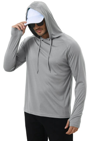 Summer Men's Long Sleeve UPF 50+ Hoodie Shirts, Rash Guard Quick Dry Lightweight T-shirt for Outdoor Jogger Sport Pullover - Zen Fit Plus
