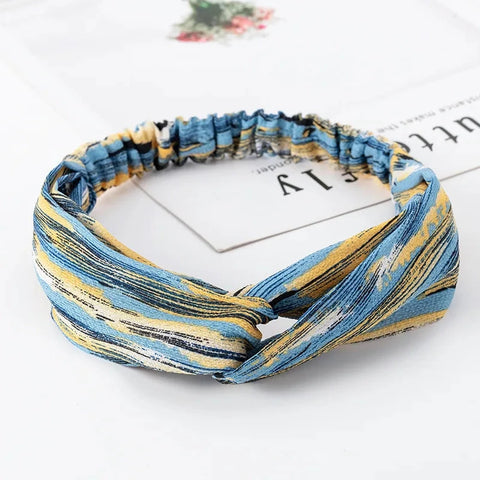 Fashion Women Girls Summer Bohemian Hair Bands Print Headbands Vintage Cross Turban Bandage Bandanas HairBands Hair Accessories Zen Fit Plus