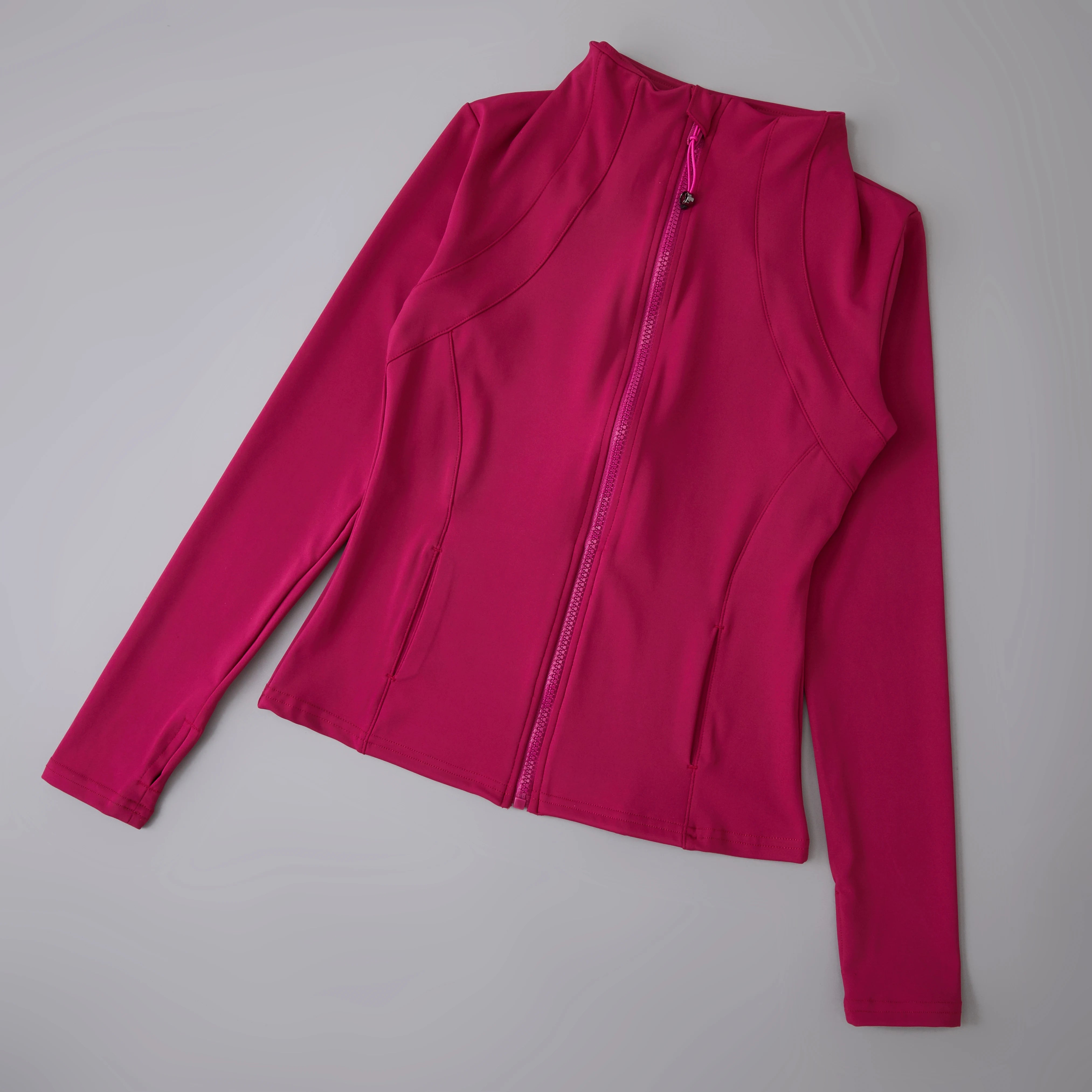 Yoga sport wear spandex full Zip Long Sleeve yoga jacket with Thumb Hole without hood Women Coat Zen fit plus