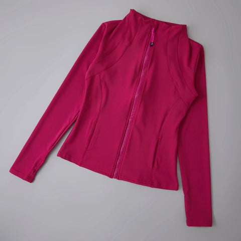 Yoga sport wear spandex full Zip Long Sleeve yoga jacket with Thumb Hole without hood Women Coat Zen fit plus