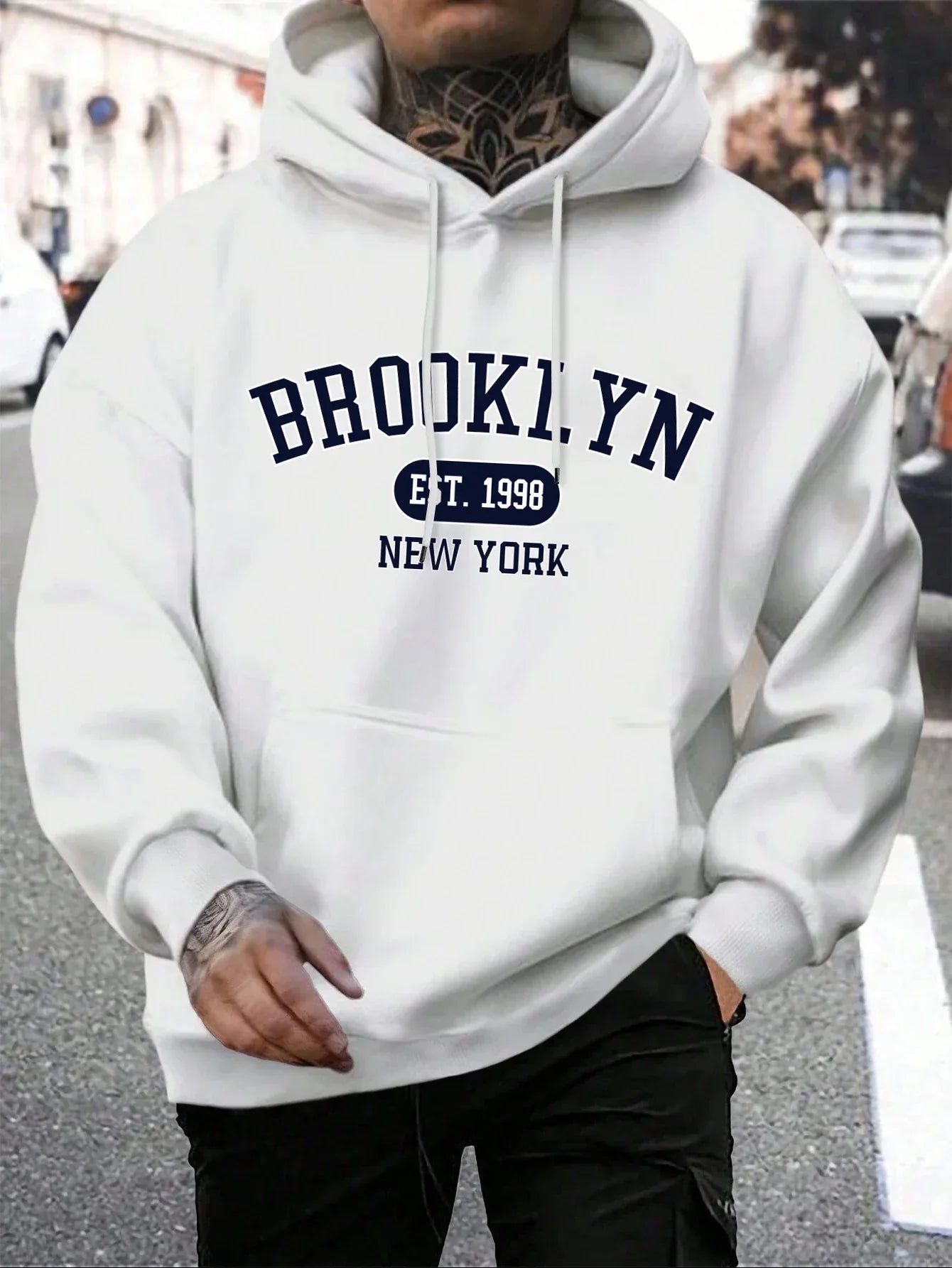 Brooklyn Est 1998 New York Printing Men Hoodies Harajuku Crewneck Hoodie Fashion Oversize Hoody Autumn Comfortable Tracksuit - Zen Fit Plus