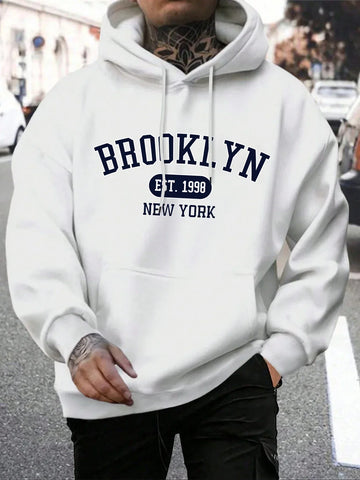 Brooklyn Est 1998 New York Printing Men Hoodies Harajuku Crewneck Hoodie Fashion Oversize Hoody Autumn Comfortable Tracksuit - Zen Fit Plus