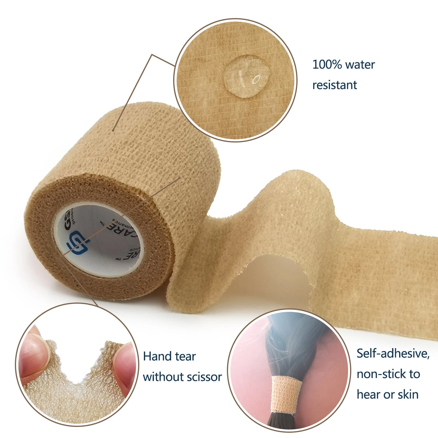 Self Adhesive Elastic Bandage Sports Tattoo Breathable Cohesive Waterproof Tape Wrap Elastoplast for Injury Finger Wrist Ankle Zen fit plus