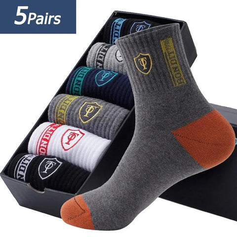 Hot sale Men's Sports Socks 5 Pairs Summer Casual Sweat Absorbent Comfortable Thin Breathable Middle Tube Basketball Socks Zen fit plus