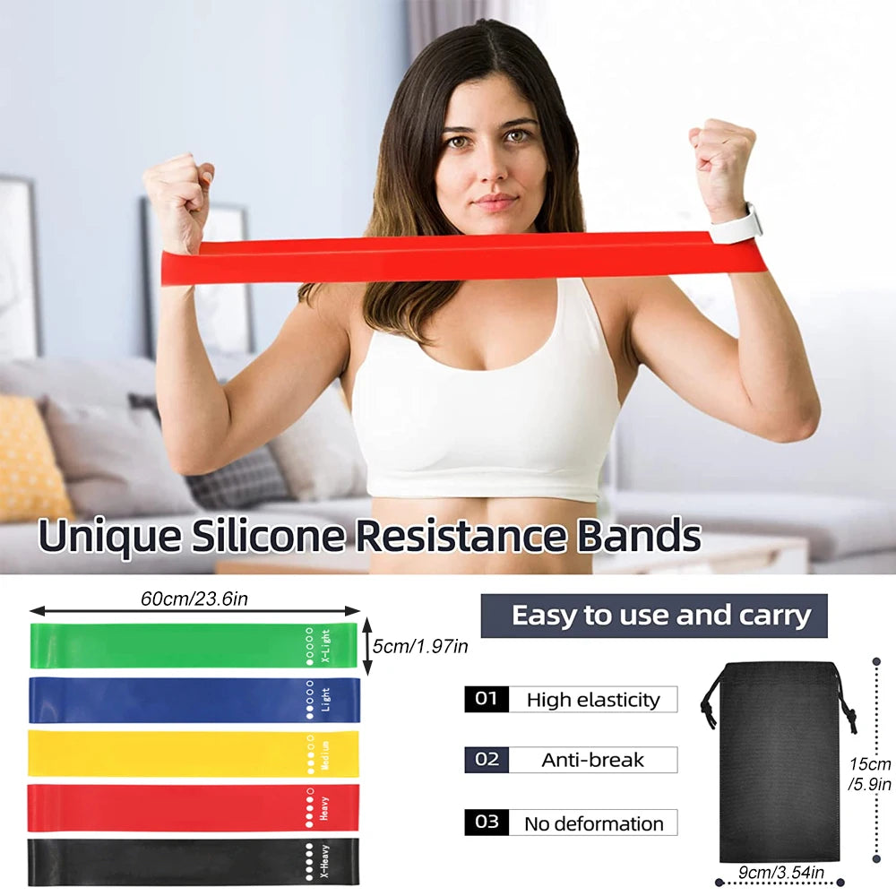 5Pcs Resistance Band Set for Men and Women 5 Elastic Bands with Different Resistance Levels for Long Workouts In The Home & Gym Zen fit plus