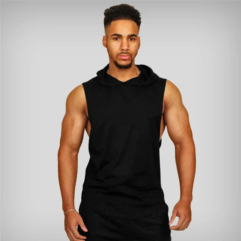 Bodybuilding Stringer Hoodies Gym Sleeveless Hooded Fitness Tank Tops Mens Running Sport Clothing Cotton Breathable Cool Shirt - Zen Fit Plus