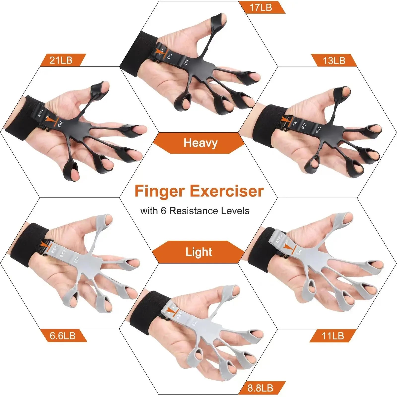 Finger Strengthener with 6 Resistant Level Grip Strength Trainer Finger Exerciser Hand Strengthener Flexion Extension Wrist Zen Fit Plus