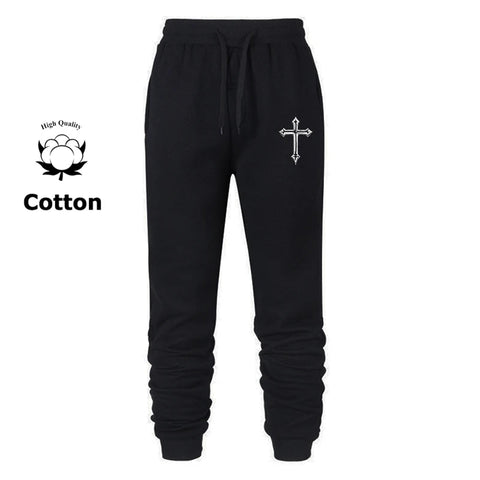 Cross Print Sweatpants for Men Christian Athletic Running Joggers Trackpants Autumn Winter Warm Cozy Fleece Lined Pants Trousers Zen fit plus