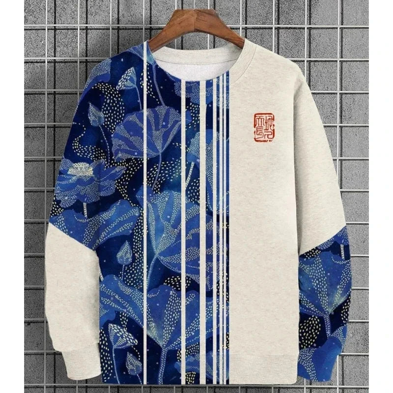 3D Printed Ukiyoe Men's Sweatshirt Autumn Oversized Hoodie Men's Long Sleeve T-shirt Tops Loose Casual Oversized Men's Clothing Zen Fit Plus