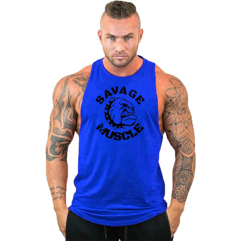 Men's Cotton Sleeveless shirt animal Bodybuilding Workout Tank Tops Muscle Fitness Shirts Male Gym Skull Beast Stringer Vest Zen fit plus