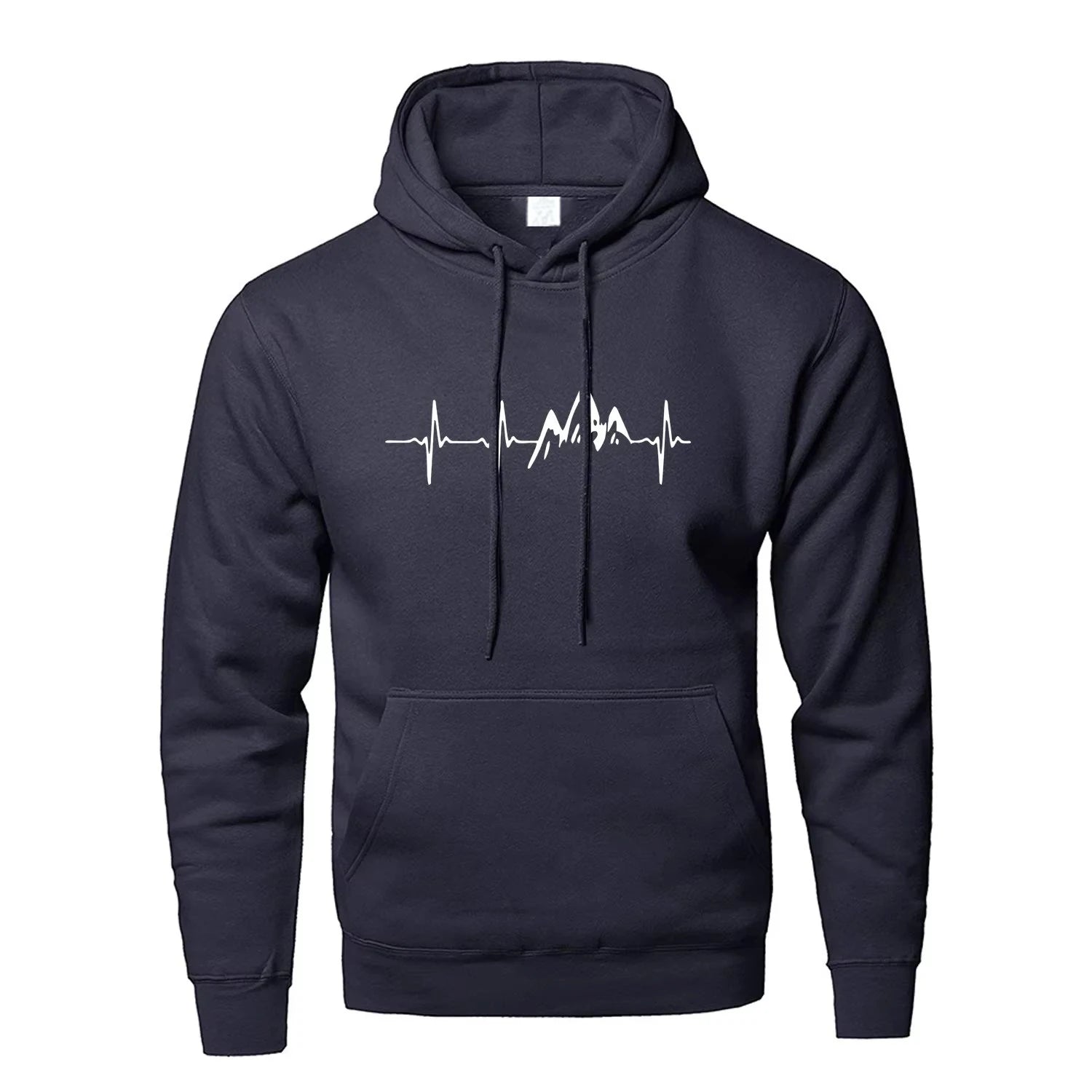 Mountain Heartbeat Hoodies for Man Sweatshirt Autumn Long Sleeve Hooded Sweatshirt Hoodie Black Gray Sportswear Zen fit plus