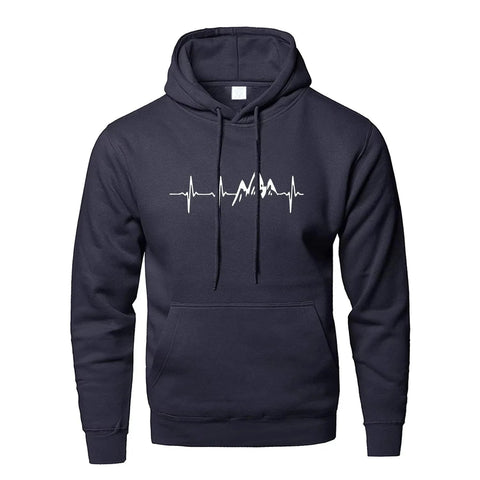 Mountain Heartbeat Hoodies for Man Sweatshirt Autumn Long Sleeve Hooded Sweatshirt Hoodie Black Gray Sportswear Zen fit plus