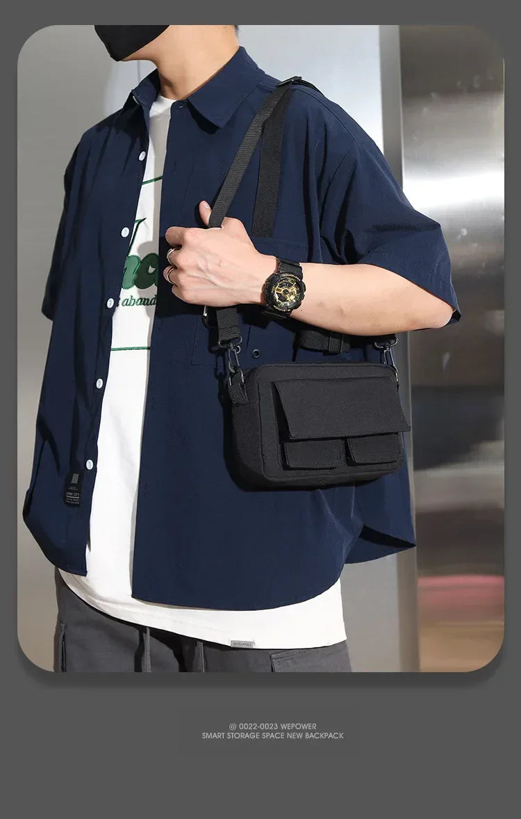 Minimalist Black Shoulder Bag Retro Male Nylon Crossbody Bags Men's Small Messenger Bag for Men Suitable for Daily Use - Zen Fit Plus