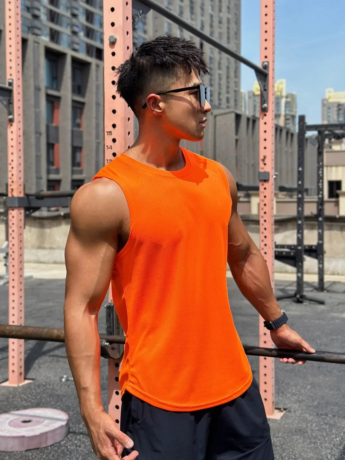 2025 Summer New Trend Men tank top Pullover Round Neck Mesh Bottom Shirt Sports Fitness Top Sleeveless Vest Quick Dry undershirt - Zen Fit Plus