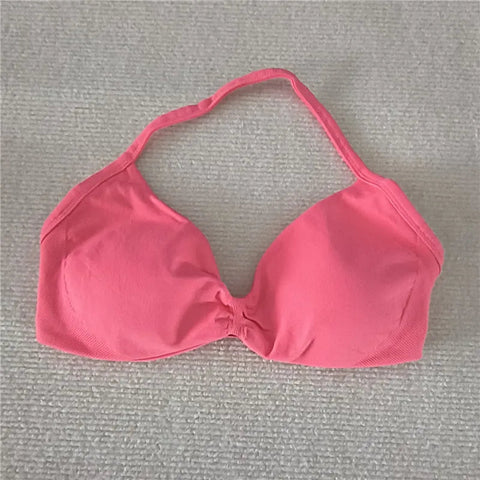 Fashion Strappy Bra Gym Top Girl Women High Support Thin Strap Halter Sports Seamless Bras Scrunch Workout Yoga Tank Bra Zen Fit Plus