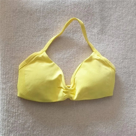 Fashion Strappy Bra Gym Top Girl Women High Support Thin Strap Halter Sports Seamless Bras Scrunch Workout Yoga Tank Bra Zen Fit Plus