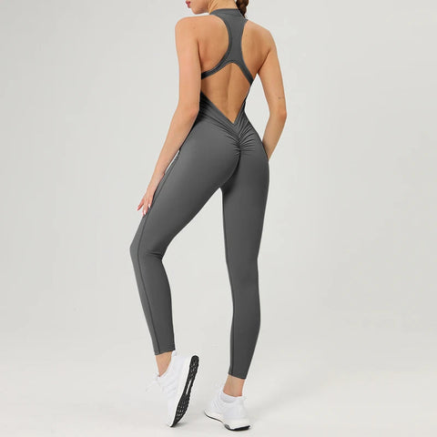 Scrunch Gym Jumpsuit Women's Fitness Suit Short Sets Sports Overalls for Woman Tracksuit Yoga Clothing Zipper Workout Sportswear Zen fit plus