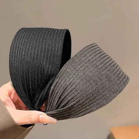 New Soft Wide Knitting Cotton Hairbands for Women Girls Korean Neutral Solid Turban with Teeth Head Band Headwear Accessories - Zen Fit Plus