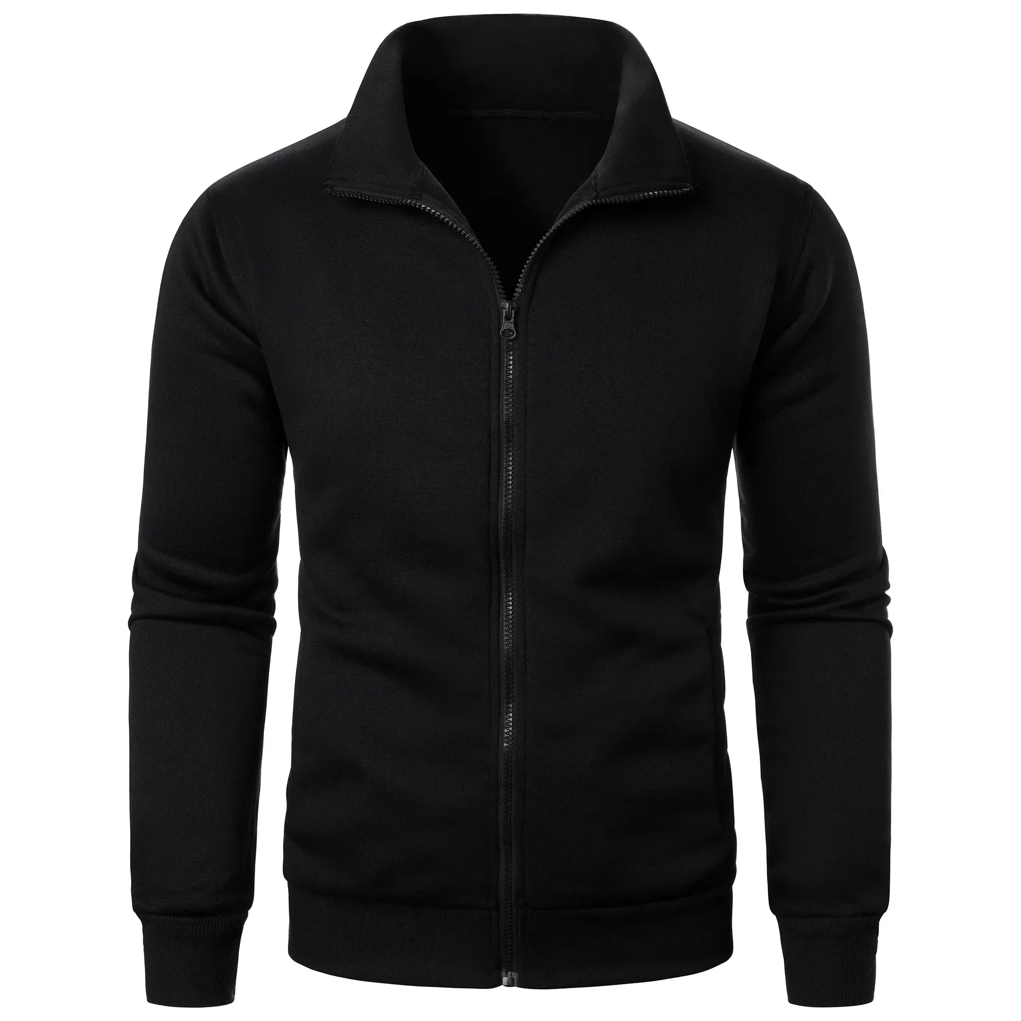 Men's casual sports zipper stand up collar jacket, men's solid color top - Zen Fit Plus