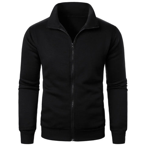 Men's casual sports zipper stand up collar jacket, men's solid color top - Zen Fit Plus