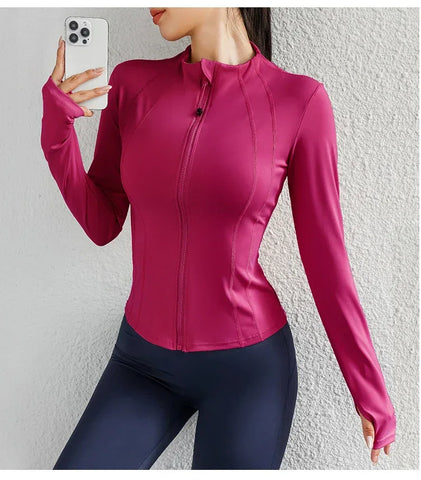 Women Yoga jacket Gym Wear zipper long sleeve fitness woman Jackets Coat - Zen Fit Plus