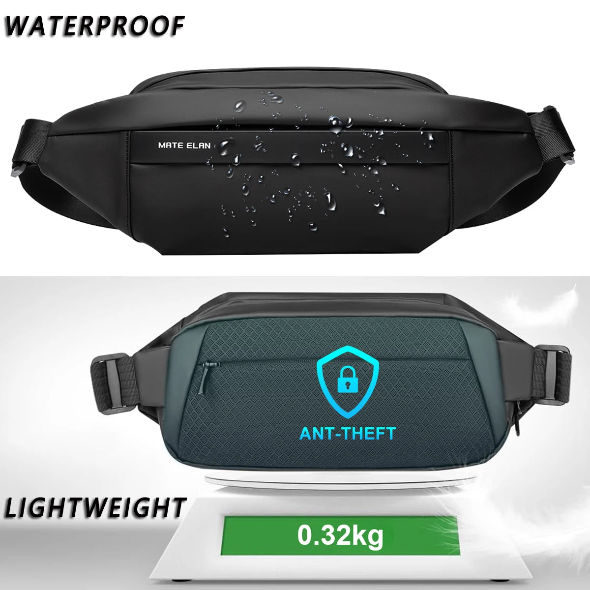 Waterproof Chest Bag, Solid Men's Crossbody Bag, Daily Phone Shoulder Bag, Travel Sports Sling Bag, Trend Men Fanny Pack Zen fit plus