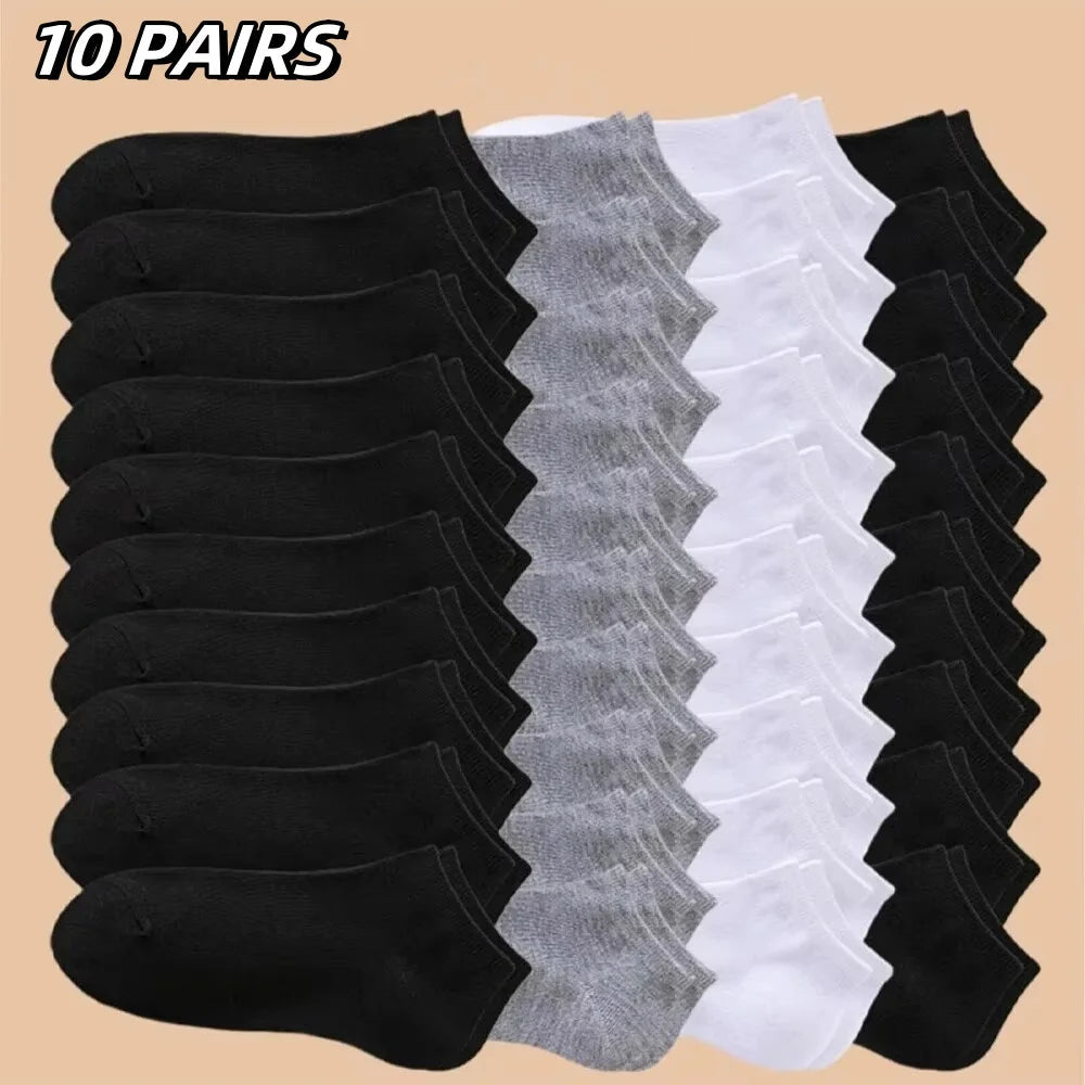 10 Pairs Women/Men Boat Socks Invisible Low Cut Silicone Non-slip Summer No-show Ankle Socks Solid Color Casual Breathable Zen fit plus