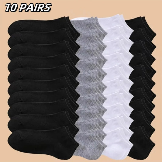 5/10 Pairs Men's Boat Socks Business Sport Sweat Absorption Mature Summer Autumn Solid Color Non Pilling Versatile Ankle Socks Zen fit plus