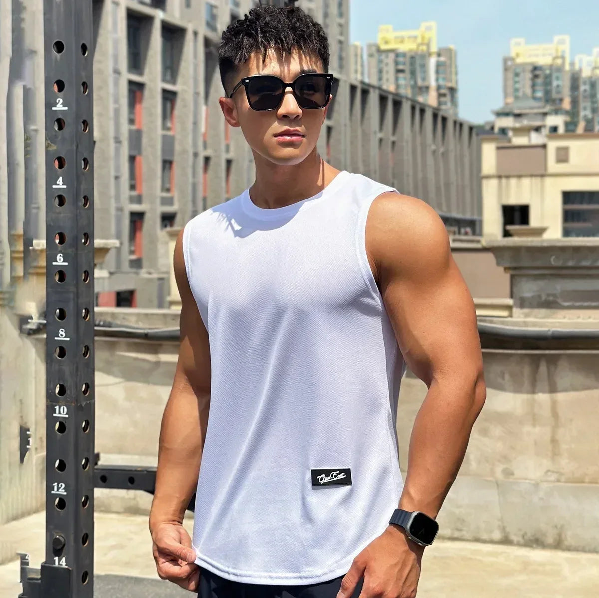 2025 Summer New Trend Men tank top Pullover Round Neck Mesh Bottom Shirt Sports Fitness Top Sleeveless Vest Quick Dry undershirt - Zen Fit Plus