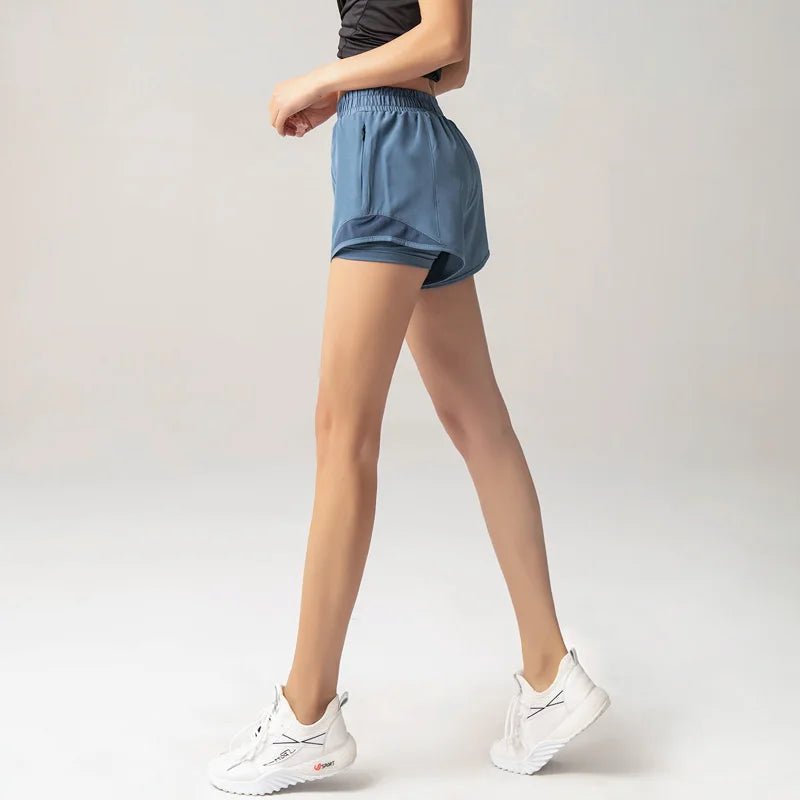 2024 Sport Shorts Women Sportswear Double-deck Running Shorts Yoga Bottoms Summer Gym Fitness Training Jogging Short Pants Zen fit plus