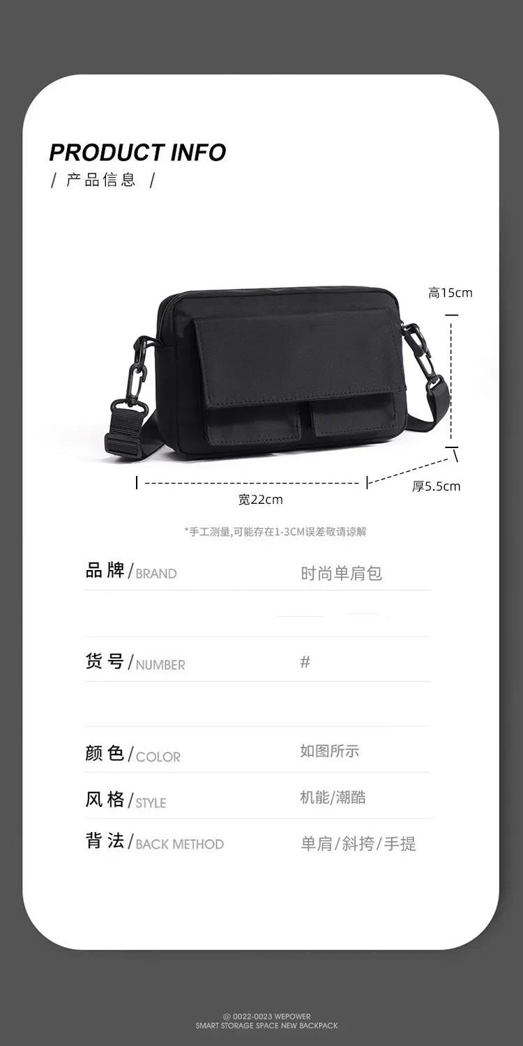 Minimalist Black Shoulder Bag Retro Male Nylon Crossbody Bags Men's Small Messenger Bag for Men Suitable for Daily Use - Zen Fit Plus