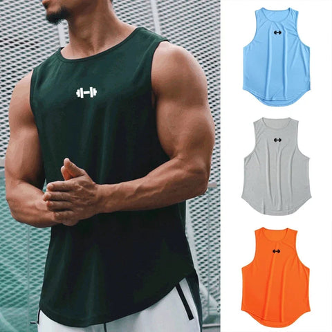 Summer Men's Running Vest Gym Tank Tops Fitness Clothing Quick-drying Loose Bodybuilding Sleeveless Shirt Basketball Singlets Zen fit plus