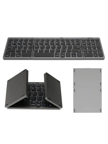 Folding Bluetooth Keyboard with Numeric Keypad Wireless Foldable Keyboard for iOS Android Windows Support 3 Devices