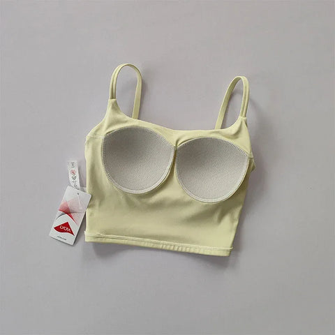 Small Sling Vest Integrated Fixed Gathering Sports Underwear Women's Bra Beauty Back Training Fitness Bra Summer Clothing Suit - Zen Fit Plus