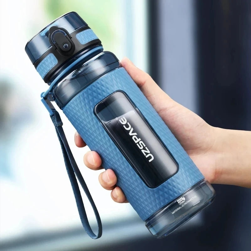 UZSPACE Sports Water Bottles Gym Leak-proof Drop-proof Portable Shaker Outdoor Travel Kettle Plastic Drink Water Bottle BPA Free Zen fit plus