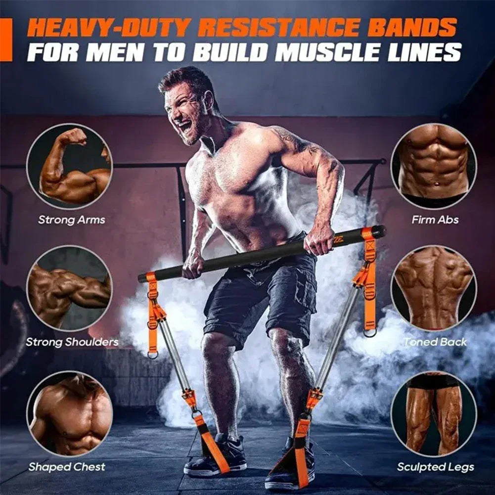 Multifunctional Pilates Bar with Resistance Bands Portable Yoga Pilates Stick Beginner Workout Equipment Yoga Set for Full Body - Zen Fit Plus