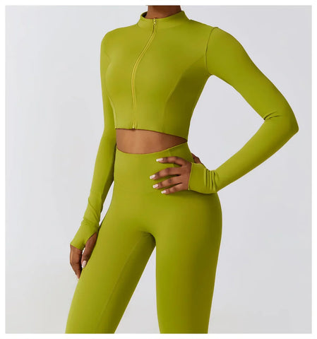 Hearuisavy Autumn Elasticity Yoga Jacket Outdoor Running Sports Jacket Female Gym Zipper Tight Fitting Jacket Women Sportswear - Zen Fit Plus